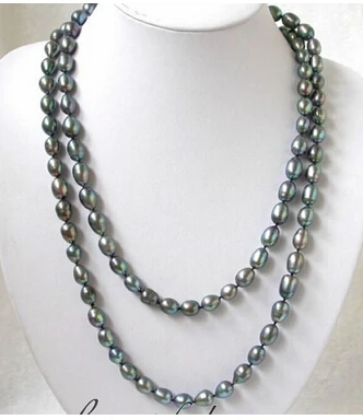 N535 Люстер 50" 12 мм барочная зернистая чёрная жемчужная ожерелье Оптовая цена Фабрика Женский подарок Столовое ювелирное изделие.