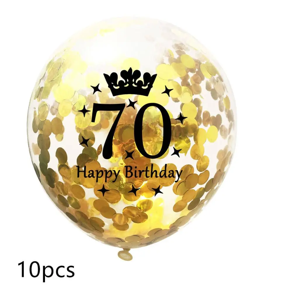 10pcs 10 шт 12 дюймов прозрачные блесток баллоны 16/18/21/30/40/50/60/70/80/90 лет конфетти воздушные шары для дня рождения вечерние украшения - Цвет: 10pcs