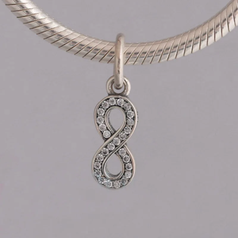 

Authentic 925 Sterling Silver Bead Charm Infinite Shine, Beloved Infinity Pendant Beads Fit PAN Bracelets Bangles Necklace