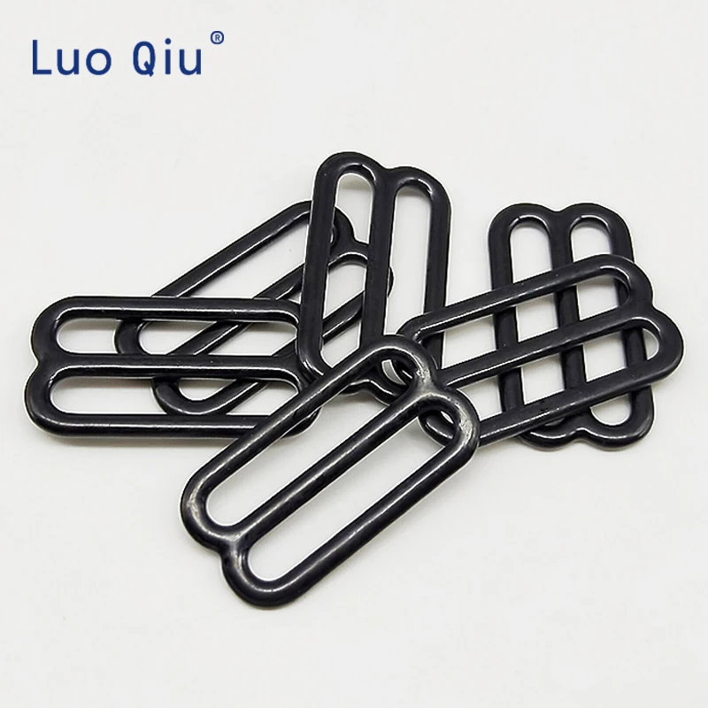 Регулируемые пряжки для бюстгальтера Luo Qiu 25 мм черные 8 металлических и