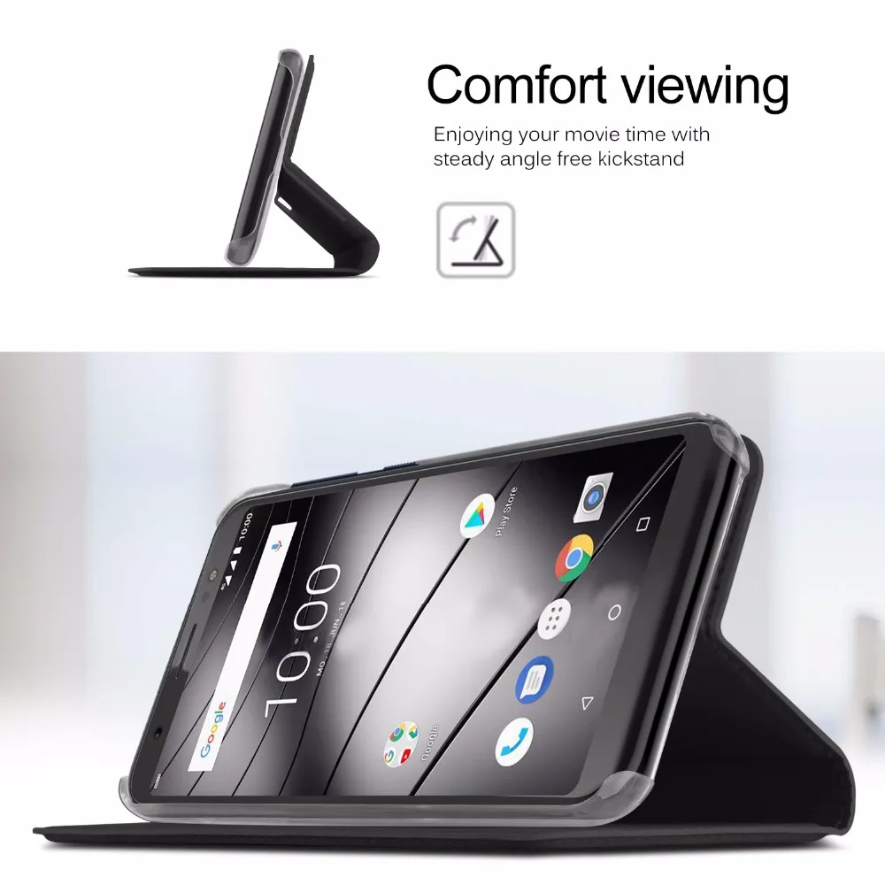Искусственная кожа чехол для телефона Gigaset GS180 Kickstand полная защита кронштейн