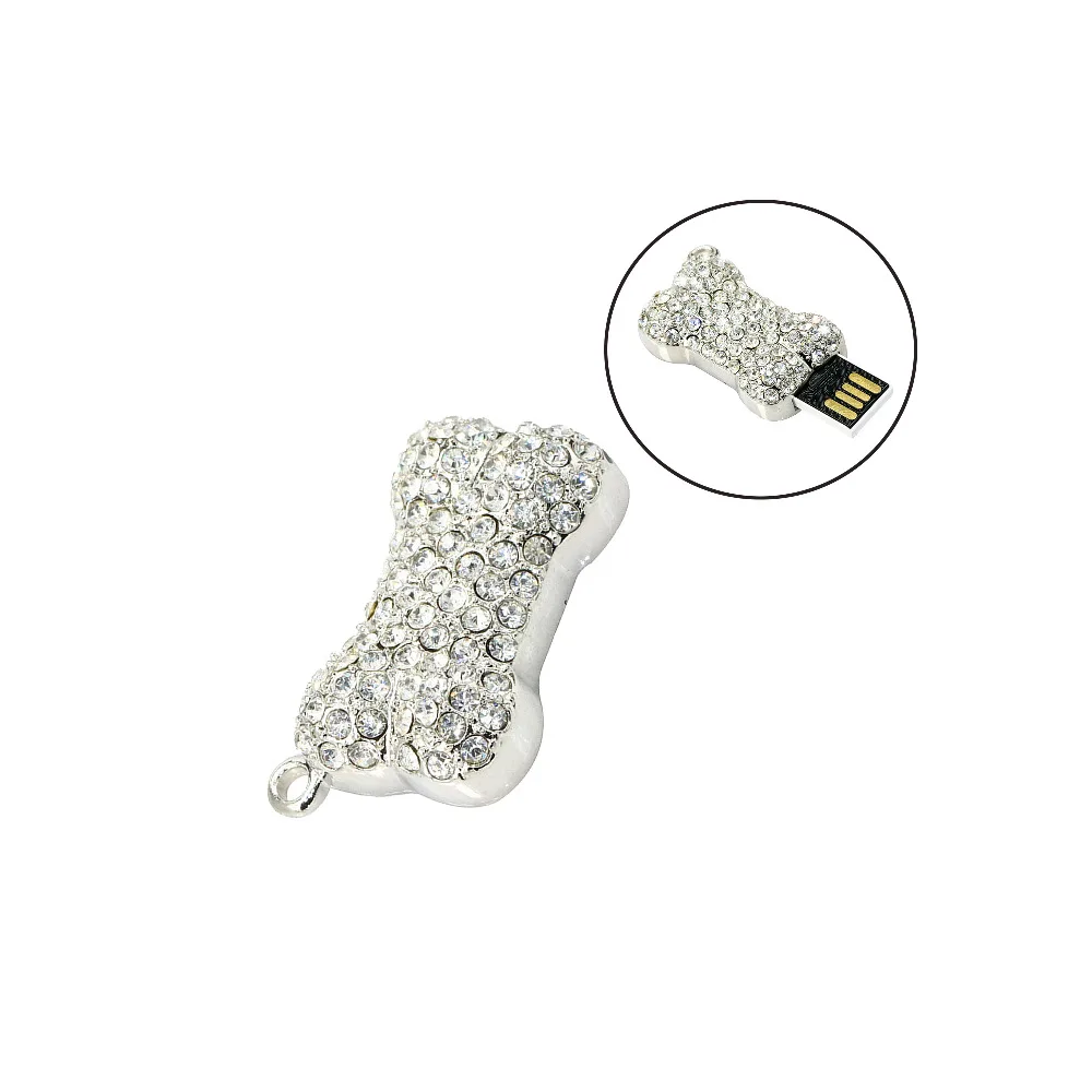 Dog Bone Crystal Usb 2,0 Usb флеш-накопители Флешка-ожерелье u-диск Usb креативная карта памяти 4GB 8GB 16GB 32GB 64G