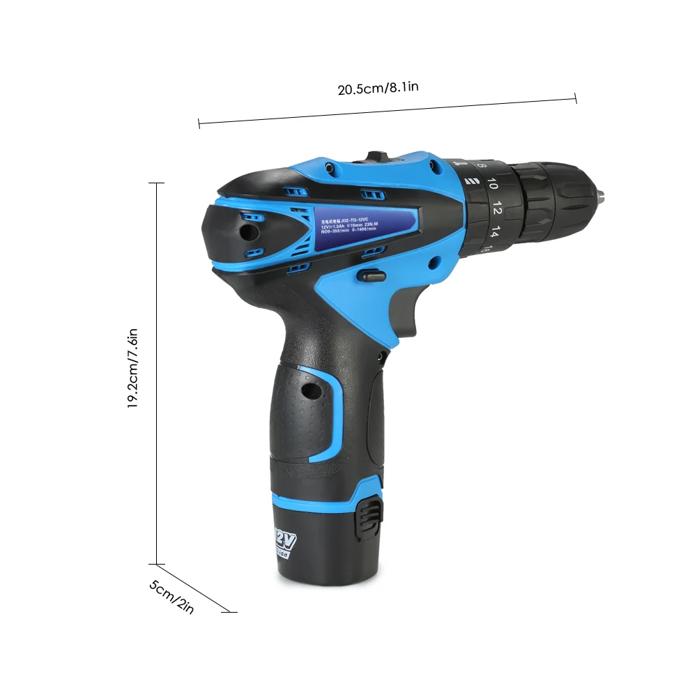 KKmoon Multi-functional Electric Drill 12V Lithium-Ion Two-speed Cordless Rechargeable Screwdriver with LED Light | Инструменты