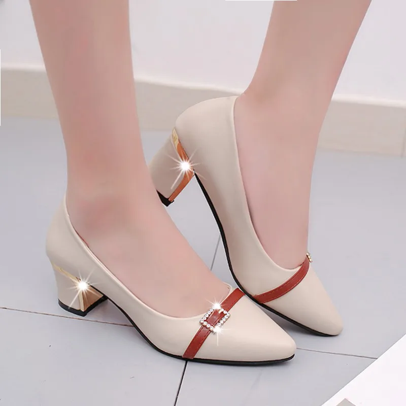 Женские модельные туфли-лодочки на среднем каблуке водонепроницаемые туфли с