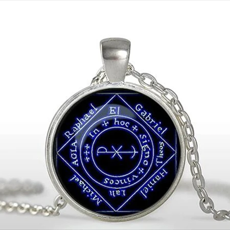 Черный кулон wiccan ожерелье воротник Wicca пентаграмма синий стеклянный кулон cristal colgante Wicca ошейник A-032 HZ1 - Окраска металла: 6