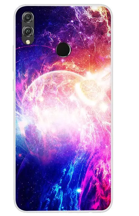 Прозрачный Чехол для Honor 8X 6,", Чехол для huawei Honor 8X, мягкий чехол из ТПУ с изображением космоса и планеты, чехол для huawei Honor 8X8 X X8, силиконовый чехол - Цвет: Прозрачный