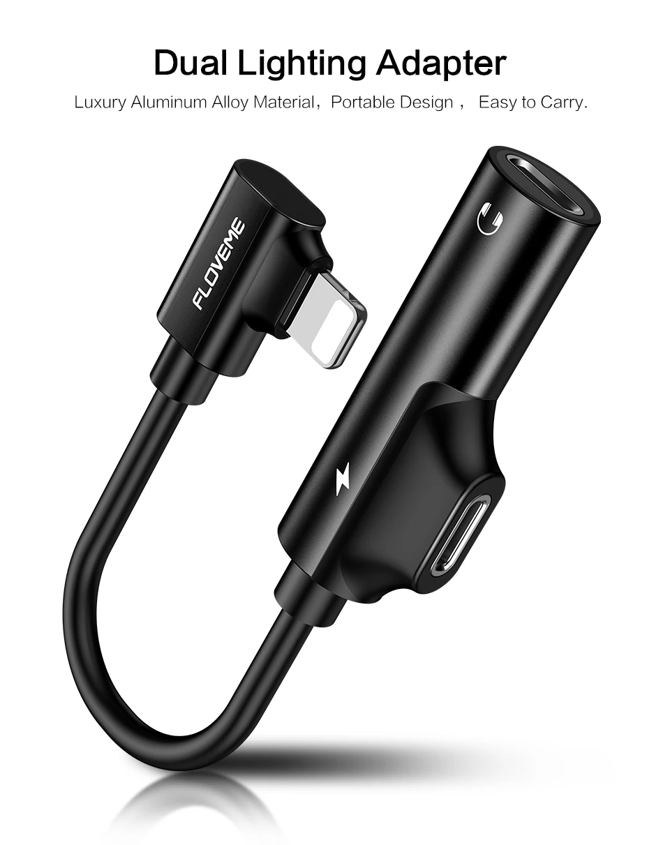 FLOVEME 2 в 1 для Lightning до 3,5 мм аудио адаптер, разъём зарядки конвертер для iPhone 7 8 X кабель сплиттер для наушников USB адаптер