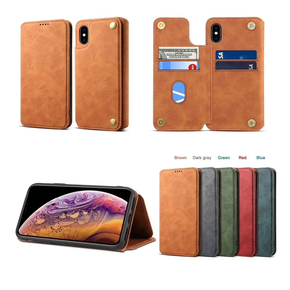 XS max кошелек Чехол Чехлы для телефона из искусственной кожи iPhone 10 8 7 plus multi карты