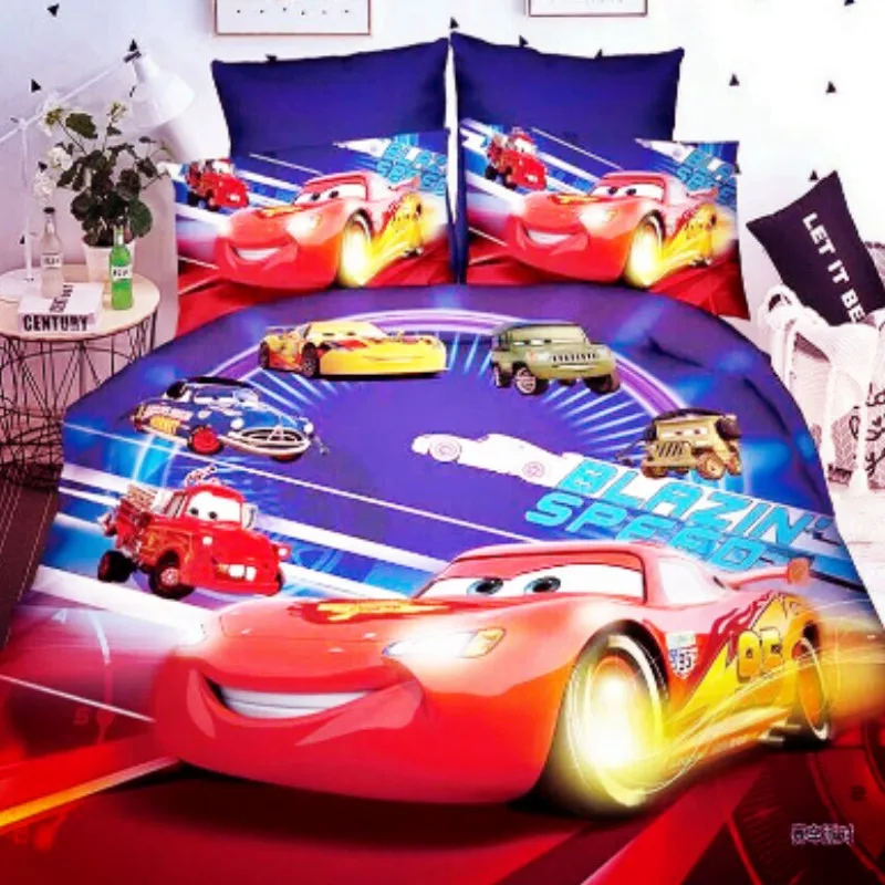 purple red bedding Disney McQueen тачки постельные принадлежности набор пододеяльников для пуховых одеял один двойной размер украшения спальни Мальчик Дети Младенцы кровать 2/3 штук фиолетовый красный - Цвет: purple red bedding
