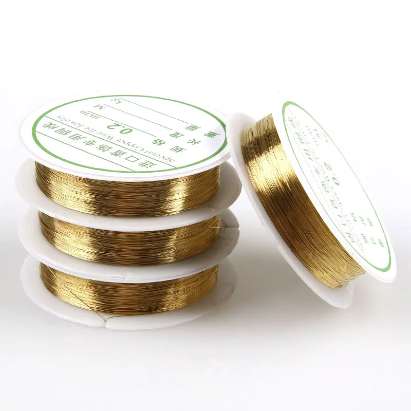 Gold 0.2mm 20M Мульти-размер, медная проволока, тянущаяся эластичная катушка, шнур, Хрустальная нить, нить для изготовления ювелирных изделий, бисероплетение, браслет, рыбалка - Цвет: Gold 0.2mm 20M