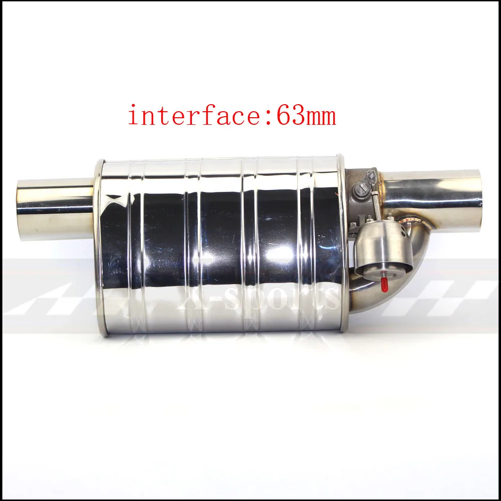 valve Mufflers 63mm Car Exhaust Pipe Vacuum Pump Variable Valve Mufflers Remote Control Stainless Steel Universal ID 51mm 63mm 76mm Embossing Shape - Color: valve Mufflers 63mm