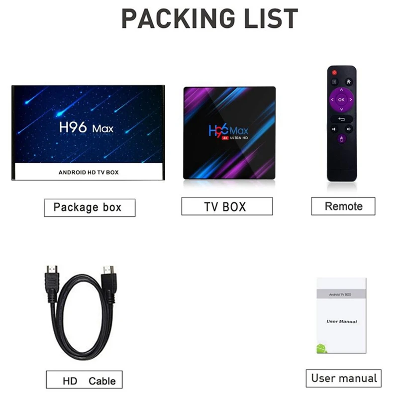 Android 9,0 H96 Max Tv Box Ram Rockchip Rk3318 четырехъядерный 2,4G/5G Wifi 2,65Hz Bt4.0 медиаплеер(Eu Plug