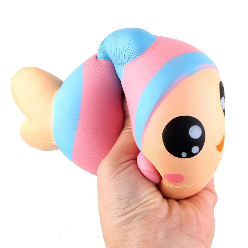 kawaii Squishy Jumbo 15cm Rainbow Fish Slow Rising Squeeze Charms Stress Relief Toys Phone Strap Squish Kid Juguetes | Мобильные