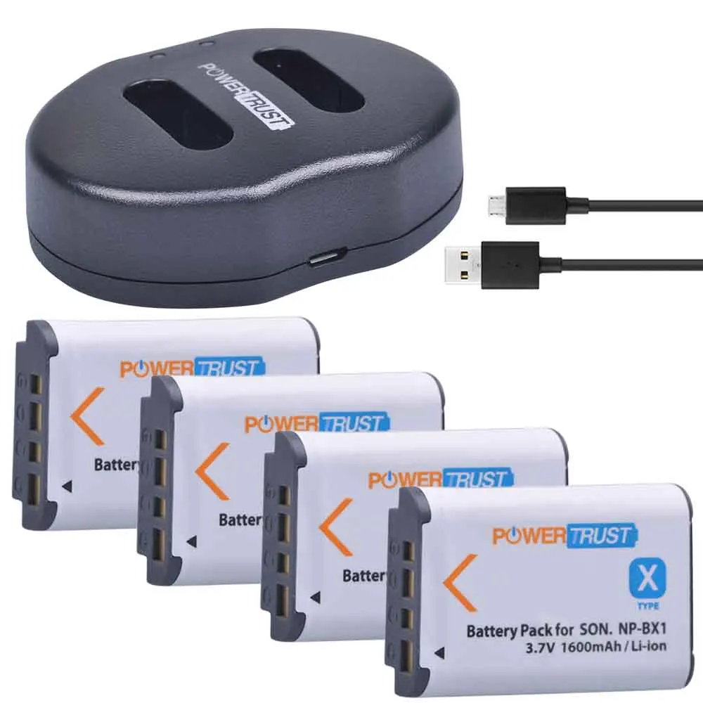 2 шт. 1600 мА/ч, NP-BX1 NP BX1 Батарея+ Dual USB Зарядное устройство для sony DSC-RX100 DSC-WX500 HX300 WX300 HDR AS100v AS200V AS15 AS30V AS300 - Цвет: 4Pack