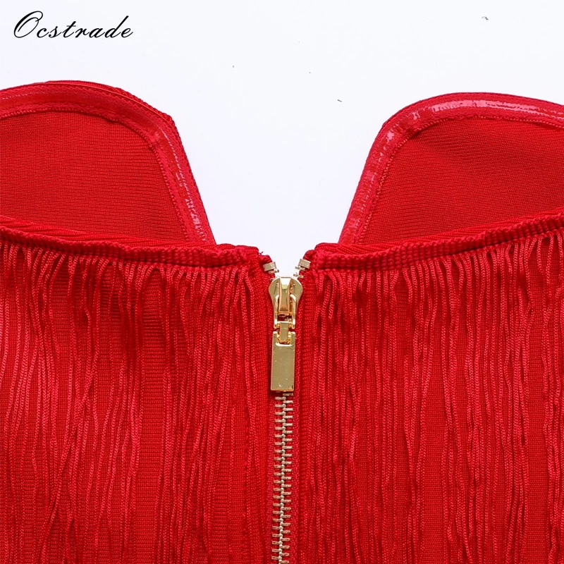 Ocstrade сексуальное платье с кисточками 2017 новое поступление элегантные красные