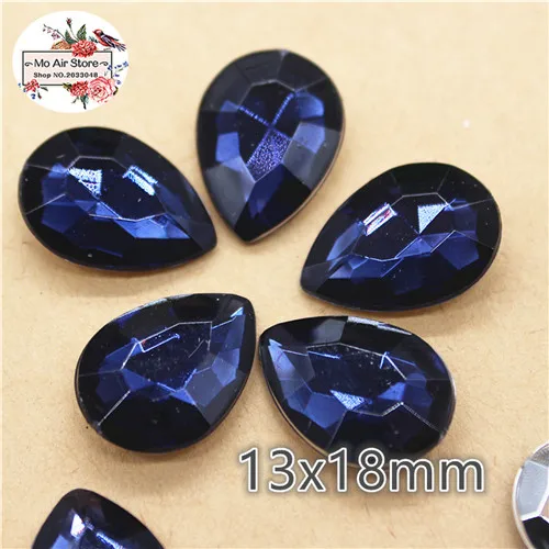 Montana 50pcs 50 шт. 13x18 мм Разноцветные Акриловые стразы в виде капли, камень маркиза, граненые Стразы Украшения для самодельного изготовления без отверстия - Цвет: Montana 50pcs