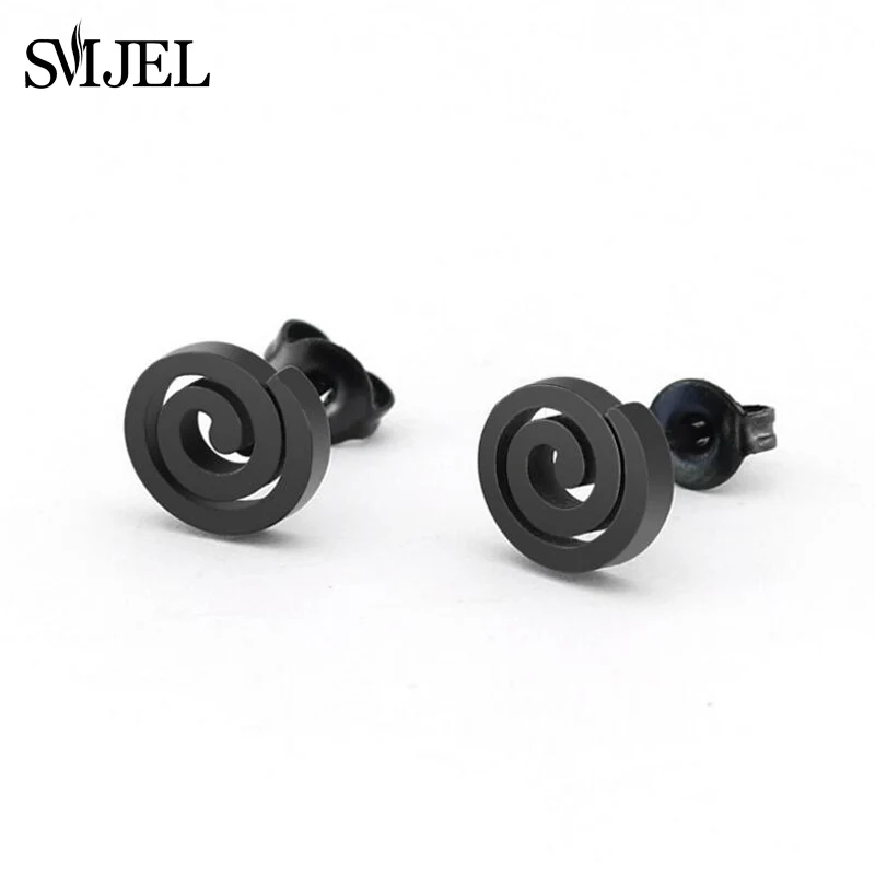 Женские вихревые серьги SMJEL из нержавеющей стали маленькие черные с