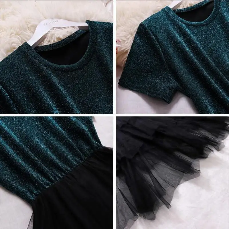 Новинка женское кружевное платье в стиле пэчворк модное летнее короткий рукав