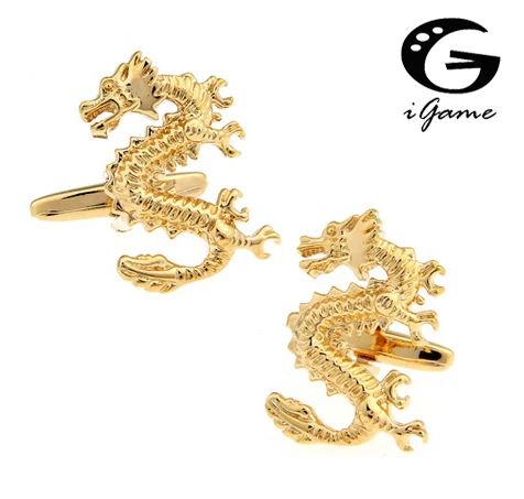 Запонки iGame с животными для мужчин запонки из меди золотым Драконом по заводской