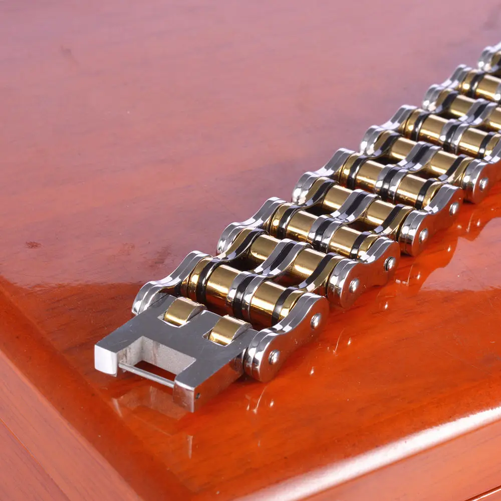 Крупные двухрядные браслеты из нержавеющей стали для мужчин ювелирные изделия