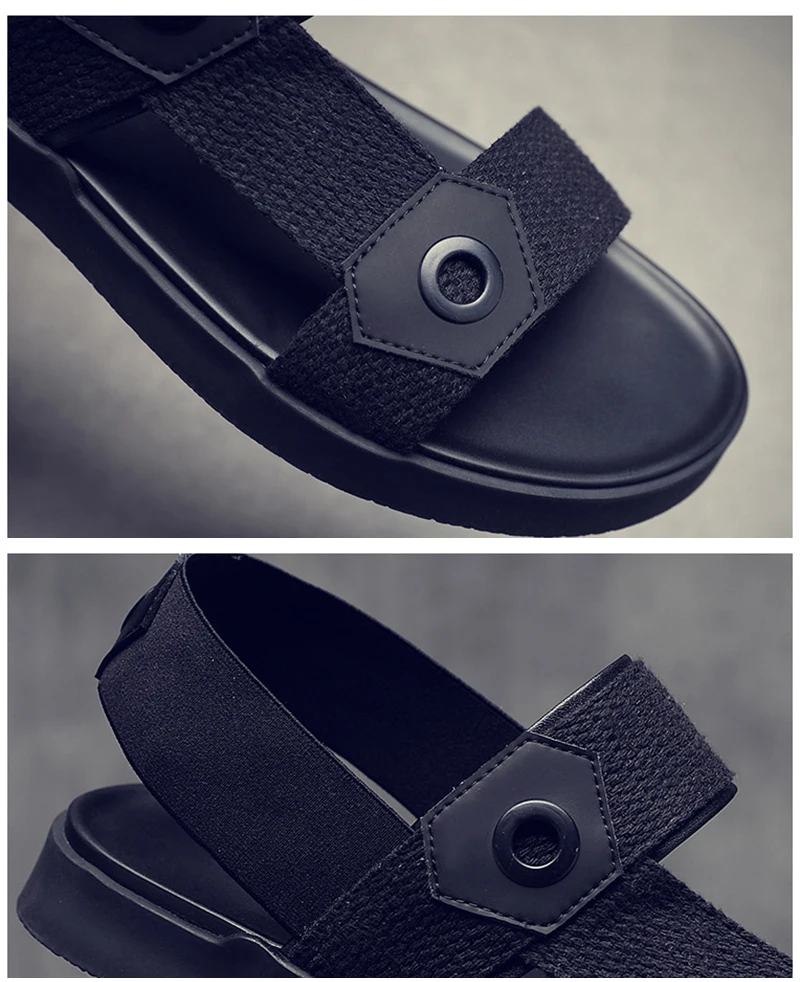 Ins/ г., модные мужские пляжные сандалии мужская летняя обувь для отдыха на плоской нескользящей подошве черная летняя обувь, KA1317