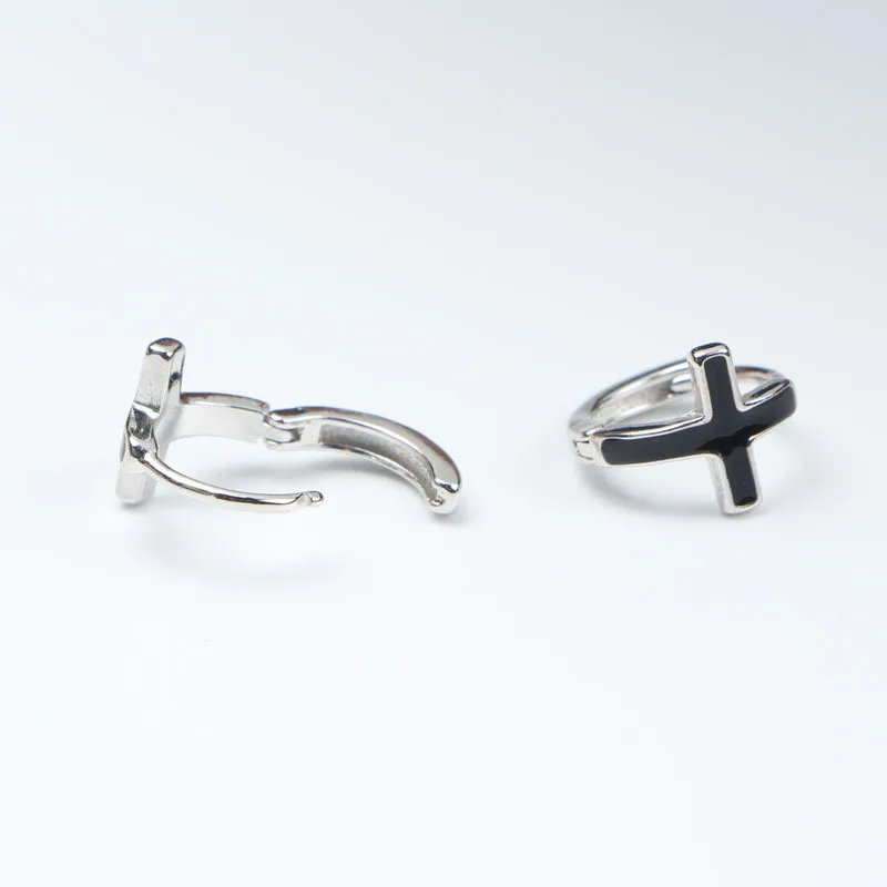 DoreenBeads, титановая сталь, серебристый, черный, с узором в виде креста, модная цепочка для ушей, креативные персонализированные серьги для мужчин, подарок, 1 пара