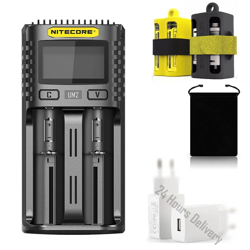 UM2 Add plug Kit Nitecore UM2 UM4 USB QC зарядное устройство интеллектуальная схема глобальная страховка Li-Ion AA AAA 18650 14500 21700 20700 зарядное устройство - Цвет: UM2 Add plug Kit