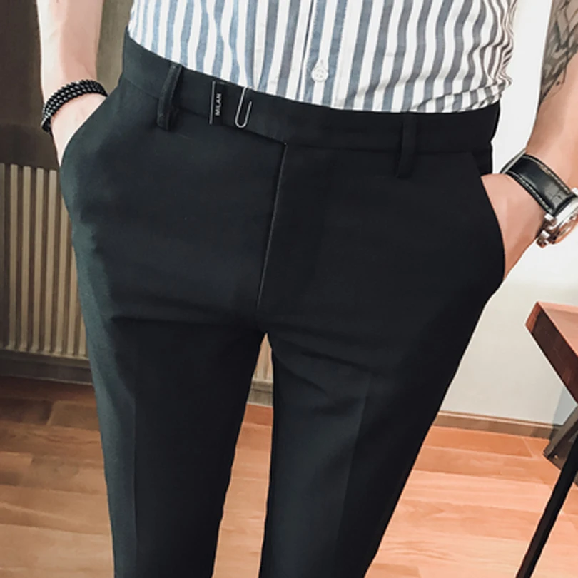2018 New Fashion Men Suit Pants Slim Fit Dress Office Trousers Big Size Business Classic Men's | Мужская одежда