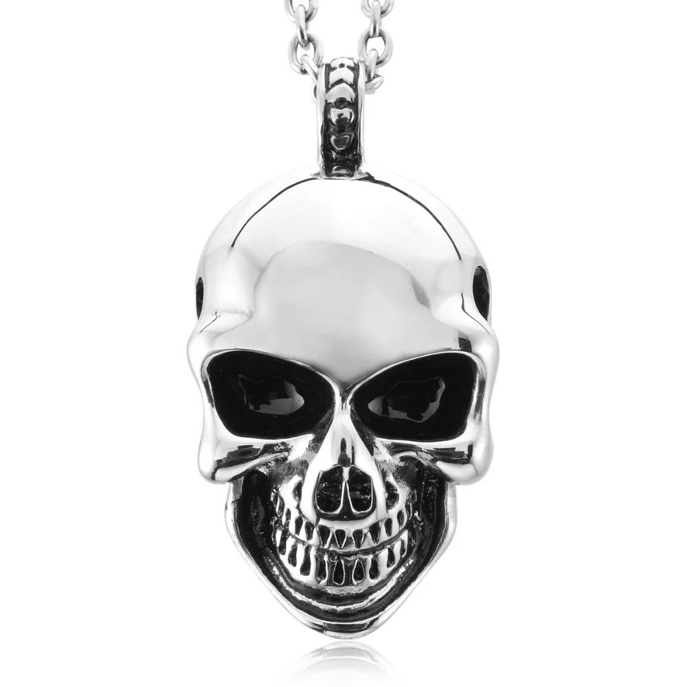 

Men's 316L Stainless Steel Mix order new arrival personalized skull pendant necklaces best gift Silver Skull Gothic Polished