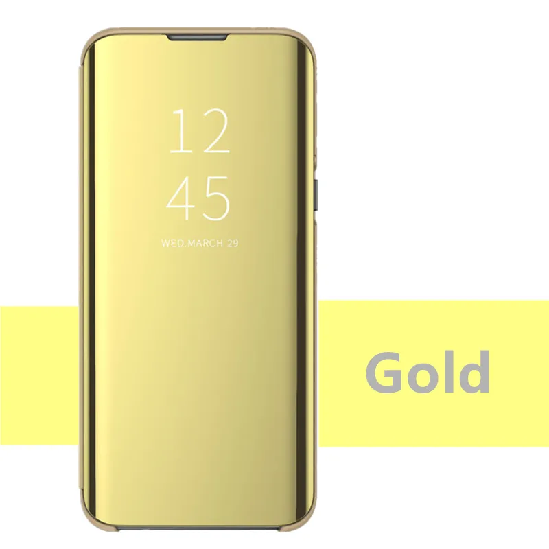 Gold Умный зеркальный флип-кейс с функциональным Прозрачная крышка для samsung Galaxy S10 S9 S8 плюс Чехол Note 9 8 S7 S6 край J8 J6 A9 A8 A6 чехол s - Цвет: Gold
