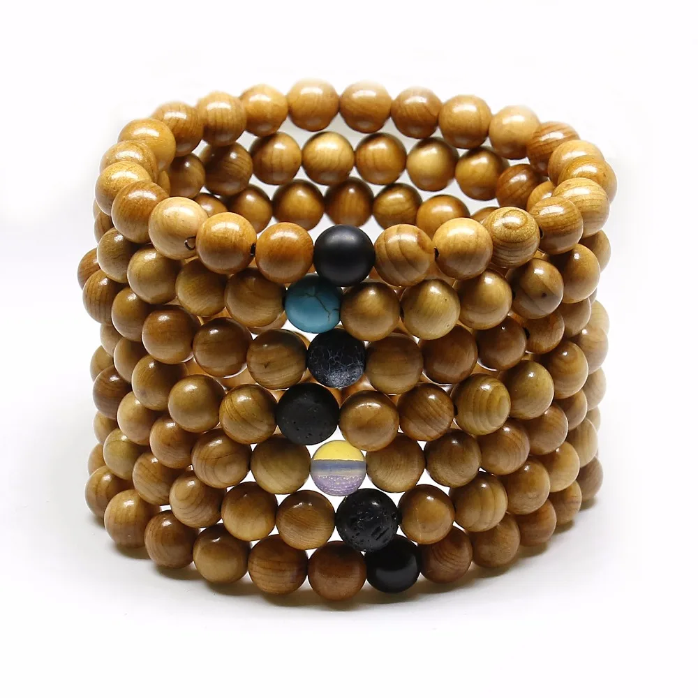 Браслеты из натуральных деревянных бусин тибетские буддистские четки Мала