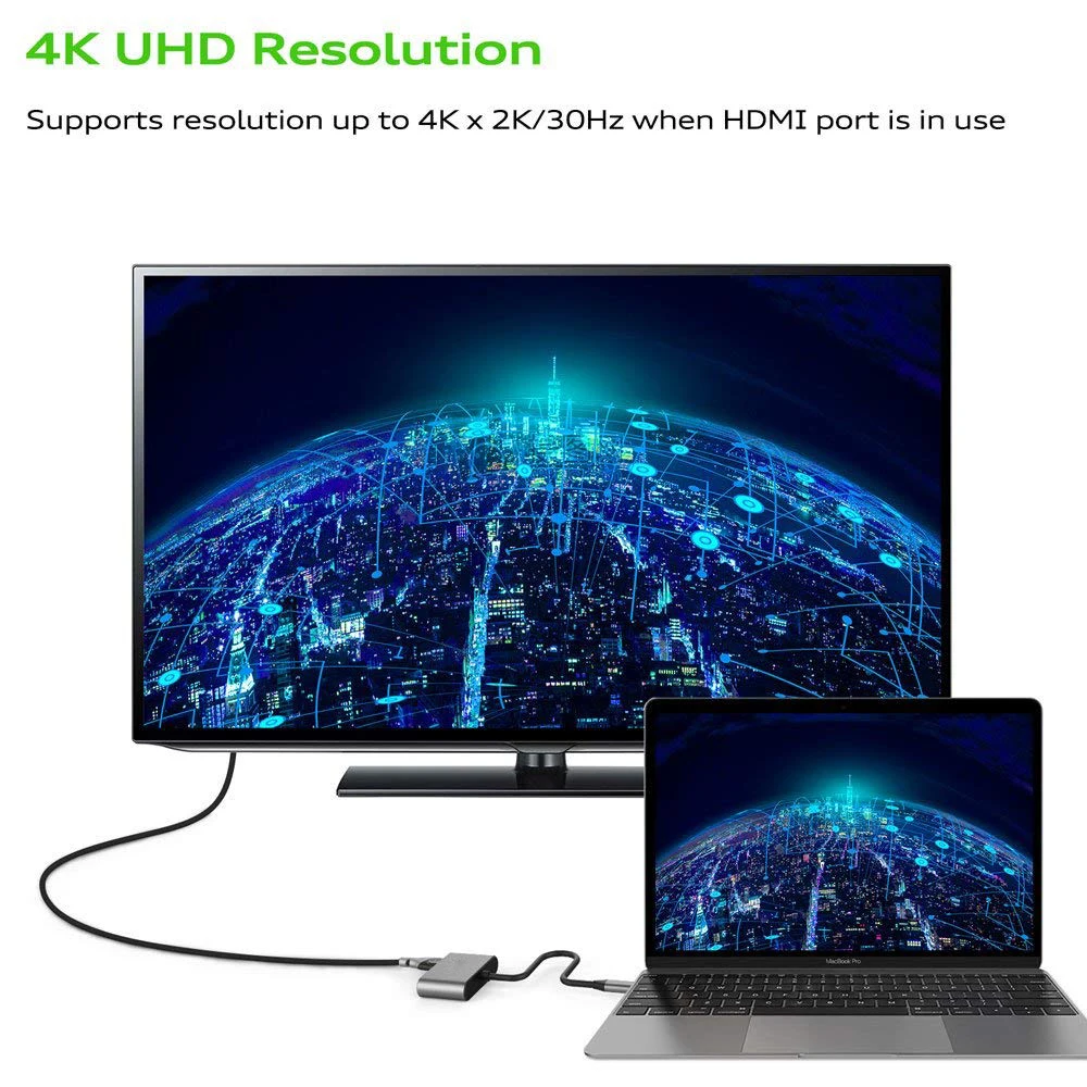 USB 3 1 Тип-C в HDMI адаптер VGA 2 in1 4 К UHD двойной Экран Дисплей (совместимый Thunderbolt Порты и