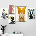 Картина на холсте, абстрактная Сексуальная Женская картина в виде листьев, скандинавские постеры и принты, искусство тела, настенные картины для декора гостиной