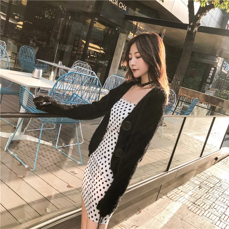 DANJEANER Korean Style Women Solid Mohair Short Cardigan Autumn Winter Warm Fashion V Neck Knitted Sweaters Pull Femmee Jackets