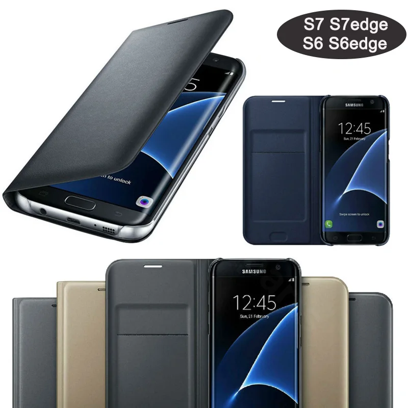 Чехол книжка с бумажником для Samsung Galaxy S6 / S6edge S7/S7edge чехол из искусственной кожи Edge