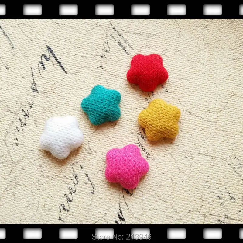 

17MM 200Pcs Mix Colors Flower 3D Fabric Art Flat Back Patches Jewelry Beads ( No Hole )