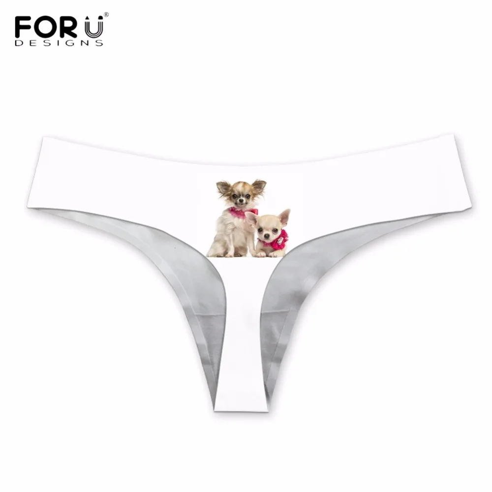 

FORUDESIGNS Kawaii 3D Animal Chihuahua Print Women G-strings Fashion Girls Traceless Panties Fitness Low Waist Thongs Plus Size