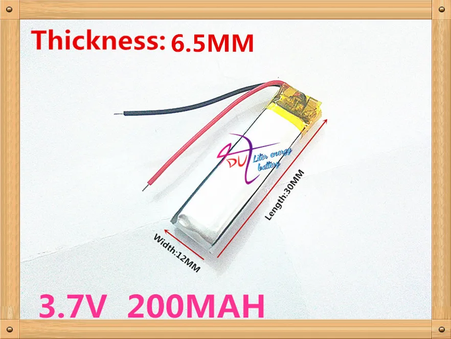 

(free shipping)Polymer lithium battery 651230 3.7V 200MAH can be customized wholesale CE FCC ROHS MSDS quality certification