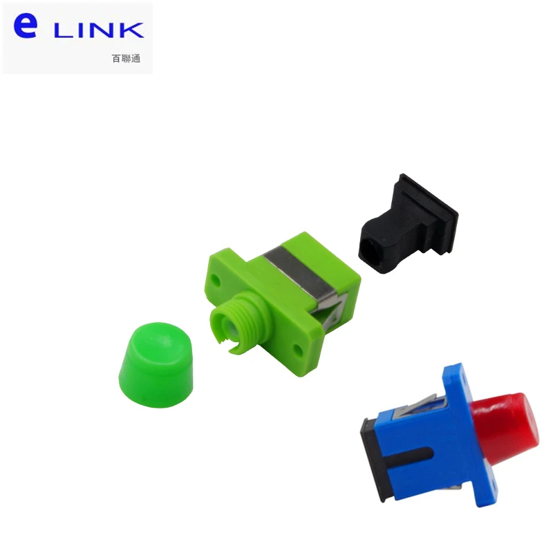 SC-FC fiber adapter plastic type blue green optical fibre connector APC SM ftth coupler good quality factory supply ELINK