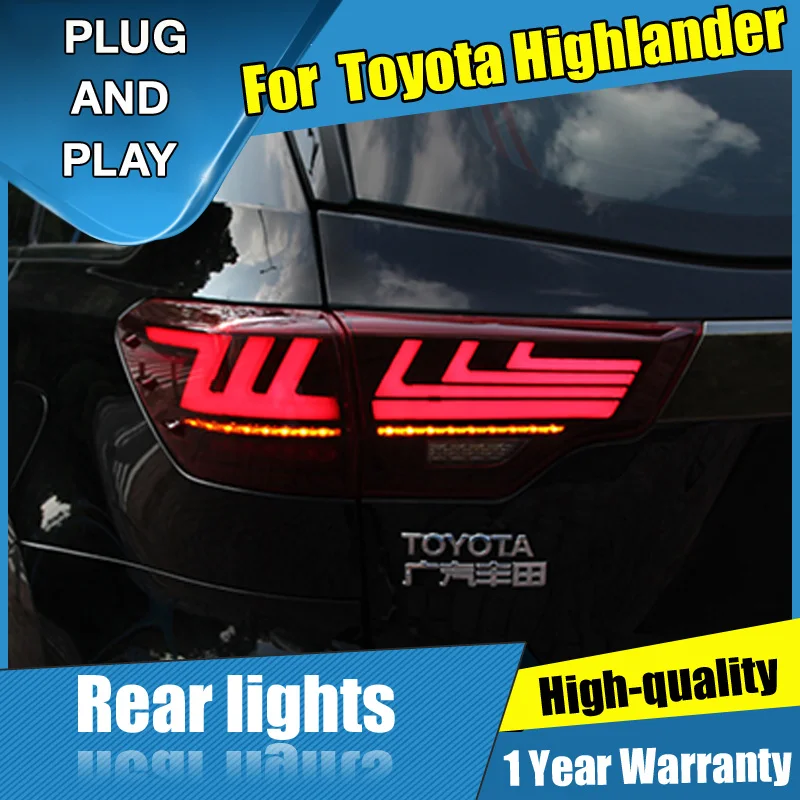 4PCS Car Styling for Toyota Highlander Taillights 2014-2018 LED Tail Lamp+Turn Signal+Brake+Reverse light | Автомобили и