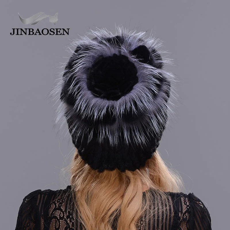 JINBAOSEN новая стильная меховая шапка черная Оптовая норковая с лисьим мехом зимняя