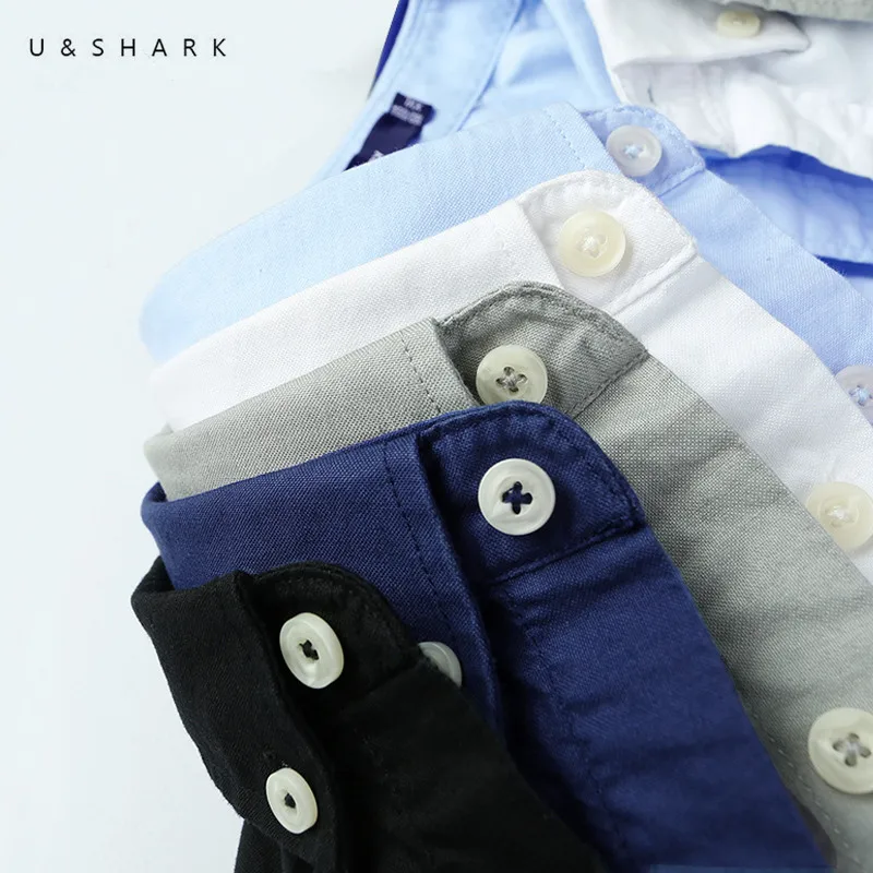 Мужская рубашка U & SHARK Классическая Повседневная из 100% хлопка темно синего цвета