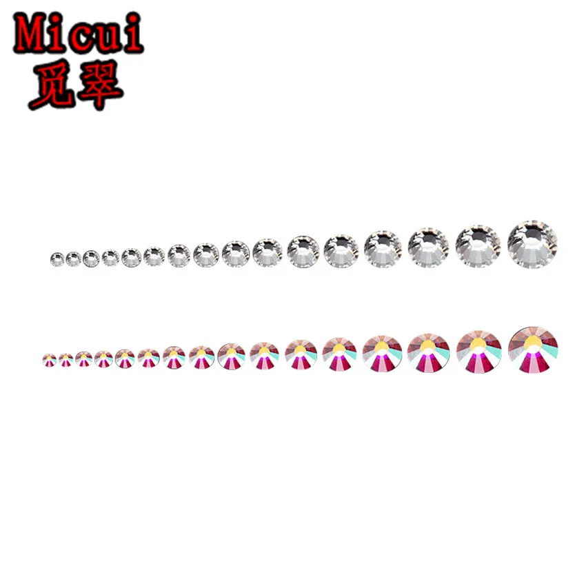Micui SS3-SS40 Clear Rhinestones Glass Crystal Flat Back Round Nail Art Stones Non Hotfix Strass Crystals for DIY MC993 | Дом и сад