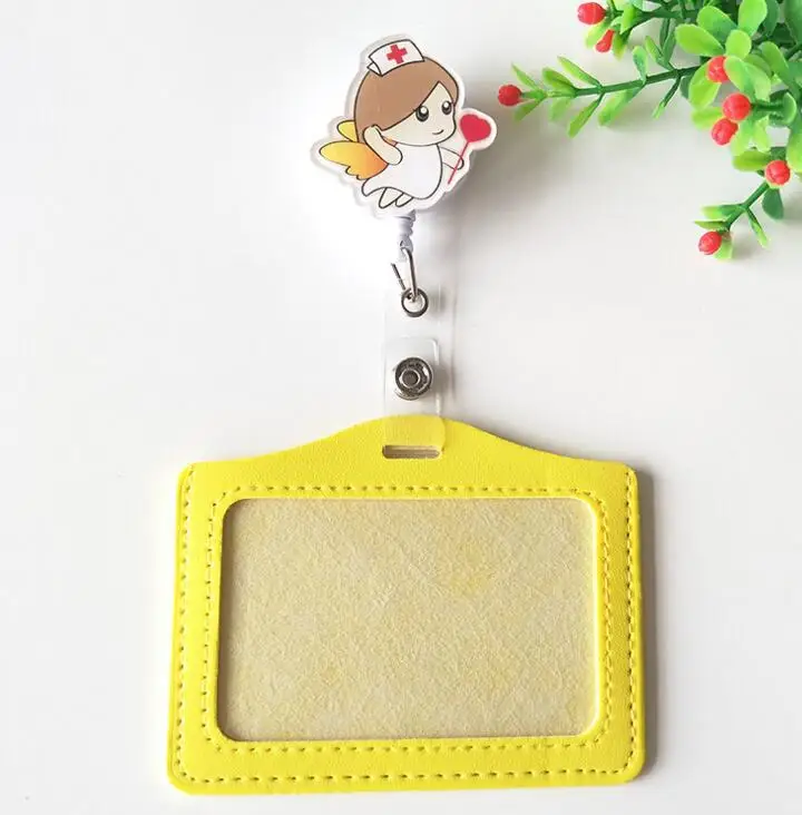 NO.17 1 шт. Kawaii значок с животным катушка держатель для карт автобус держатель для карт s с горизонтальным стиль PU ID визитная карточка - Цвет: NO.17