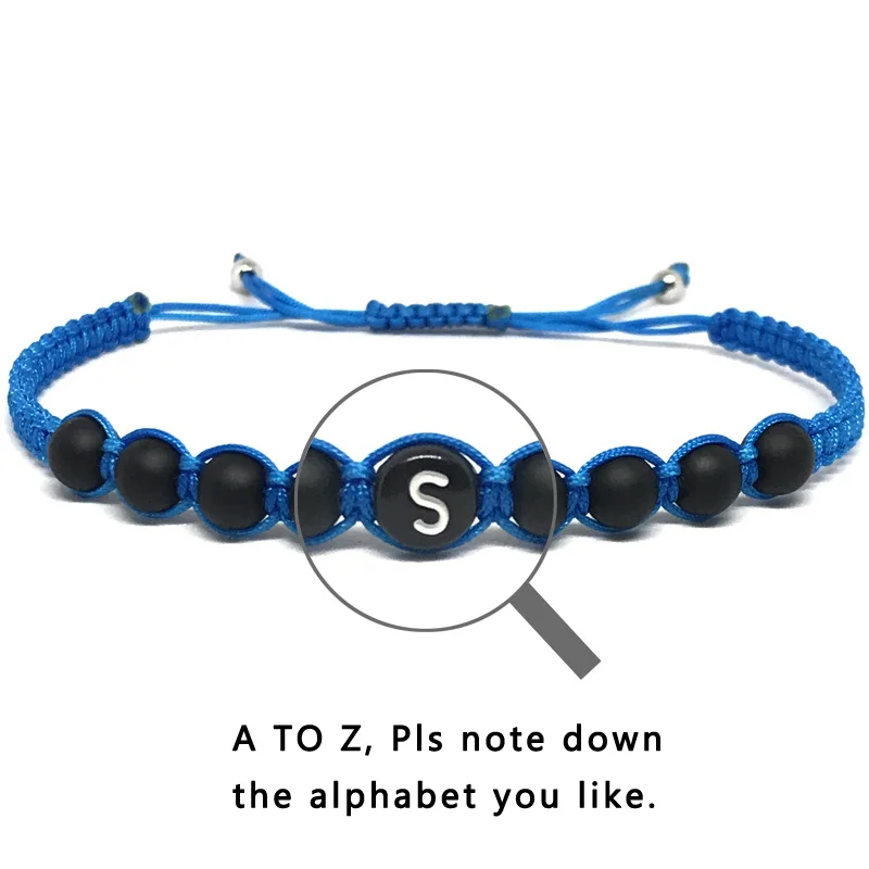 IRBACOO 2020 New Fashion Men Bracelet Letter Beads &amp Matte Onyx With Blue Cord Handmade bracelet | Украшения и аксессуары