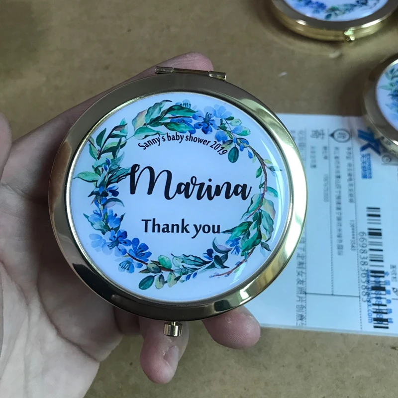1 шт./партия, уникальный логотип на заказ, свадебные подарки для невесты, подарки для подружки невесты, индивидуальный портативный компактный зеркальный подарок
