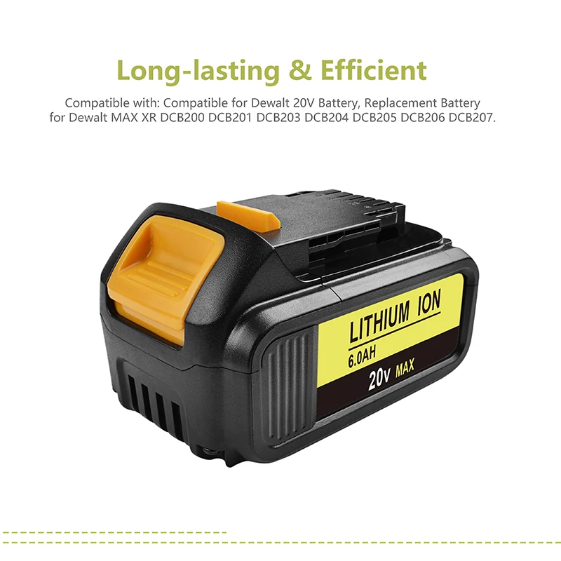 Аккумулятор BATTOOL 1 шт. 6 0 Ач сменный аккумулятор 20 в для DEWALT DCB200 DCB204 литий ионный