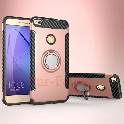 Rose Gold Чехол для Huawei P8 Lite PRA-LX1 PRA-LA1 палец с подставкой-держателем в виде кольца магнитный автомобильный кронштейн для задней панели чехол для P8Lite PRA LX1 LA1 - Цвет: Rose Gold