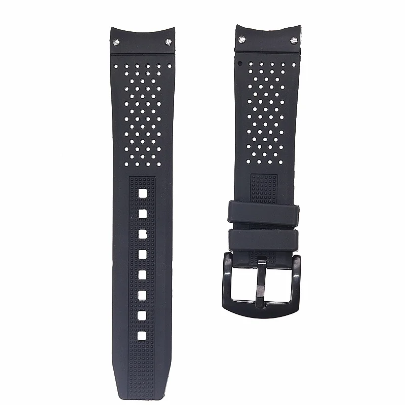 black black clasp 22 мм высококачественный силиконовый черный синий ремешок для TAG Heuer Carrera серии F1 AQUARACE ремешок для часов браслет с винтами - Цвет ремешка: black black clasp