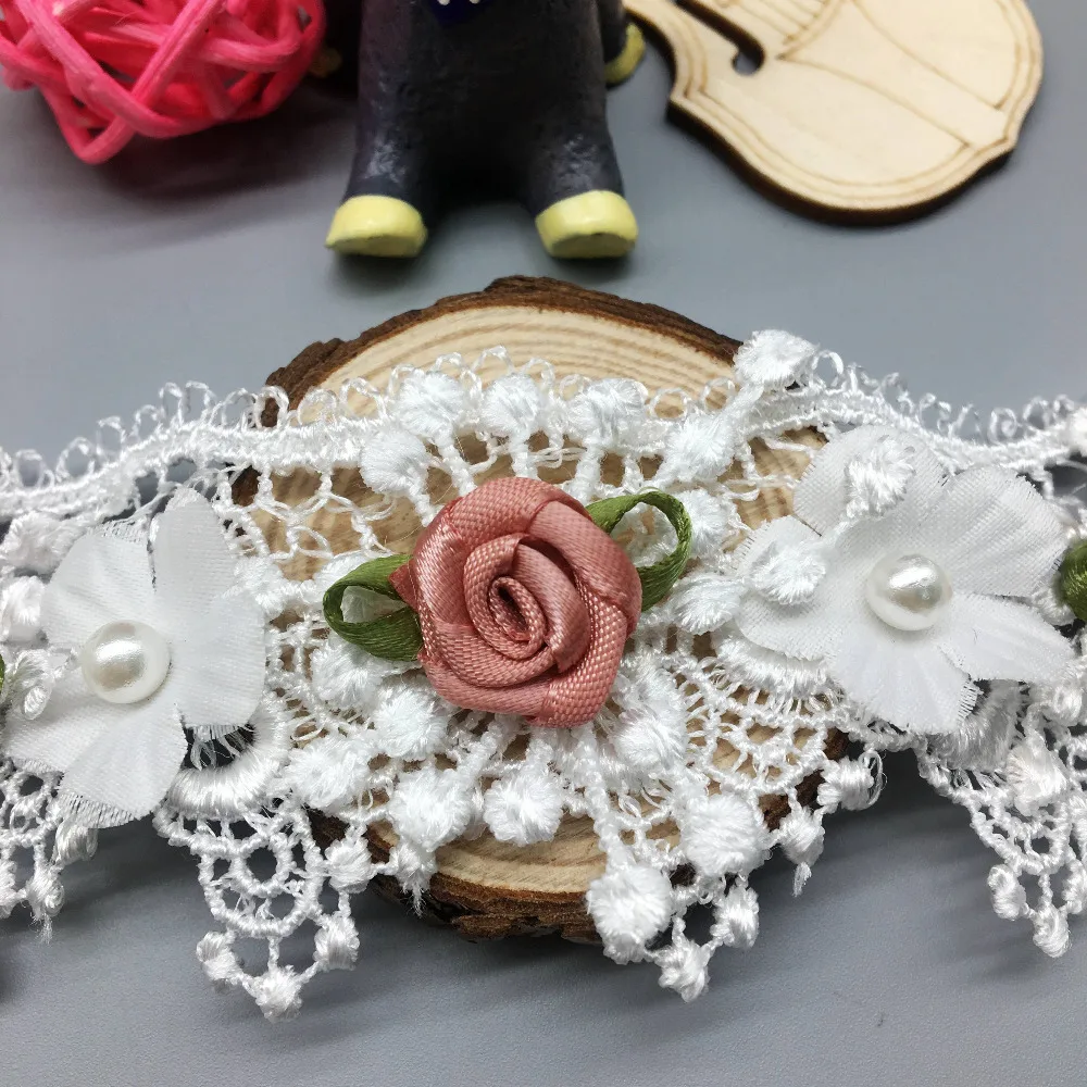 Растворимая волнистая роза из органзы жемчужная сетчатая вышитая ткань